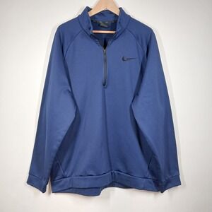 Nike Pullover Men XXLT Blue Dri Fit Quarter Zip Athletic Streetwear Training